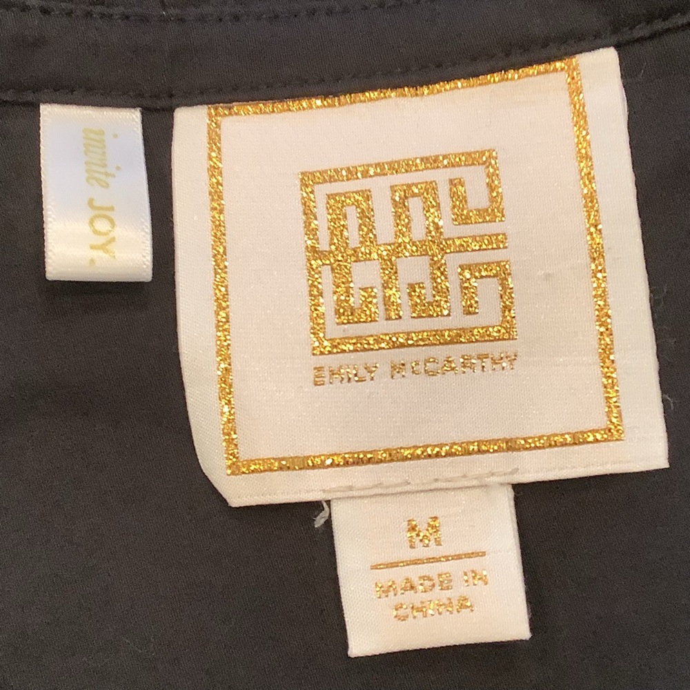 Emily McCarthy Dress Stella Med Black V-Neck 3/4 Sleeves Cotton Ruffle Collar - Picture 5 of 6